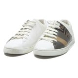 FENDI Logo Stripe Mens Sneaker Leather UK 7 Designer Luxury Casual Footwear