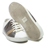 FENDI Logo Stripe Mens Sneaker Leather UK 7 Designer Luxury Casual Footwear