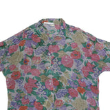 Womens Multicolour Floral Printed Shirt Short Sleeve Collar XL Lightweight