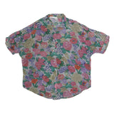 Womens Multicolour Floral Printed Shirt Short Sleeve Collar XL Lightweight