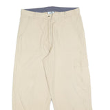 FRANTICO Womens Cotton Blend Beige Relaxed Wide-Leg Trousers W34 L27 Casual Zip