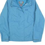 JACK WOLFSKIN Womens Blue Outdoor Jacket S Polyester Blend Plain Hooded Zip