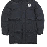 KARL KANI Mens Black Polyester Zip Hooded Puffer Jacket S Lightweight Winter