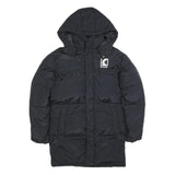 KARL KANI Mens Black Polyester Zip Hooded Puffer Jacket S Lightweight Winter