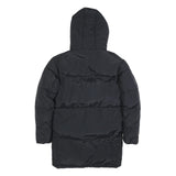 KARL KANI Mens Black Polyester Zip Hooded Puffer Jacket S Lightweight Winter