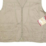 OZARK TRAIL Mens Beige Cotton Zip Vest XL Woven Utility Outdoor Pocket