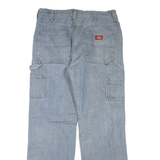 DICKIES Mens Blue Regular Straight Denim Light W34 L32 Zip Cotton Blend Work