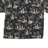 ST JOHNS BAY Mens Black Cotton 2XL Hawaiian Shirt Tropical Print Relaxed Fit