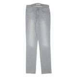 LEVI'S Womens Slim Grey Denim Light Wash Jeans W26 L30 Straight Cotton Blend Zip