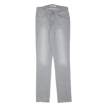 LEVI'S Womens Slim Grey Denim Light Wash Jeans W26 L30 Straight Cotton Blend Zip