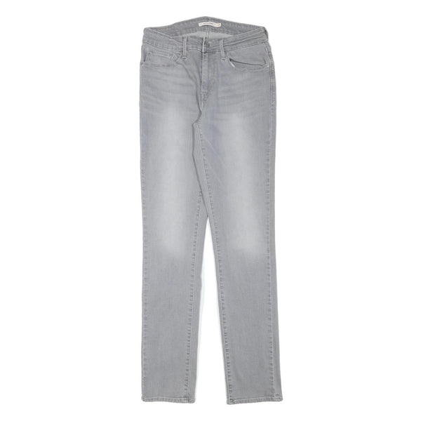 LEVI'S Womens Slim Grey Denim Light Wash Jeans W26 L30 Straight Cotton Blend Zip