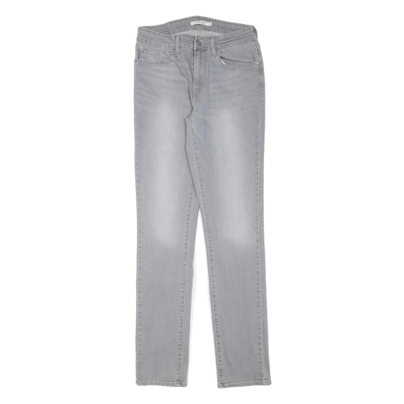 LEVI'S Womens Slim Grey Denim Light Wash Jeans W26 L30 Straight Cotton Blend Zip