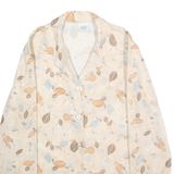 NIKKI Womens Beige & Brown Leaf Print Shirt XS Lightweight Casual Button Up