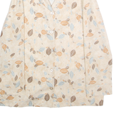 NIKKI Womens Beige & Brown Leaf Print Shirt XS Lightweight Casual Button Up
