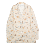 NIKKI Womens Beige & Brown Leaf Print Shirt XS Lightweight Casual Button Up