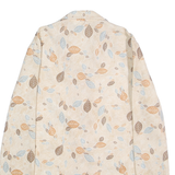 NIKKI Womens Beige & Brown Leaf Print Shirt XS Lightweight Casual Button Up
