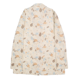 NIKKI Womens Beige & Brown Leaf Print Shirt XS Lightweight Casual Button Up