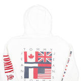 TOMMY JEANS Womens White Flag Graphic Pullover Hoodie S Cotton Casual