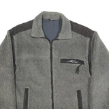 WIKLAND Mens Grey Quilted Synthetic Zip Jacket L Fleece Patterned Hem Outdoor