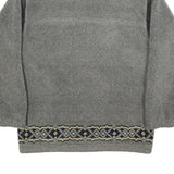 WIKLAND Mens Grey Quilted Synthetic Zip Jacket L Fleece Patterned Hem Outdoor