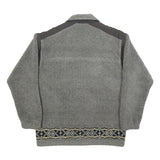 WIKLAND Mens Grey Quilted Synthetic Zip Jacket L Fleece Patterned Hem Outdoor