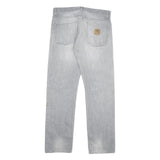 CARHARTT Mens Grey Regular Straight Denim Cotton Blend Light W32 L32 Button