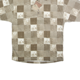 BLUE JEANS Mens Beige & Brown Check Short Sleeve Polo Shirt M Casual