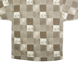 BLUE JEANS Mens Beige & Brown Check Short Sleeve Polo Shirt M Casual