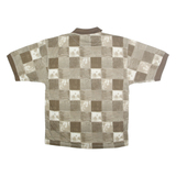 BLUE JEANS Mens Beige & Brown Check Short Sleeve Polo Shirt M Casual