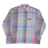 Mens Pastel Green & Pink Check Shirt XL Cotton Casual Long Sleeve Button