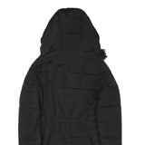 H&M Womens Black Puffer Jacket UK 6 Polyester Blend Zip Hooded Quilted Warm