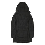 H&M Womens Black Puffer Jacket UK 6 Polyester Blend Zip Hooded Quilted Warm