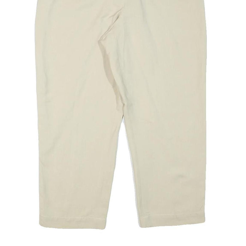 CERRUTI Womens Linen Blend Cream Relaxed Straight Trousers W31 L25 Casual Smart