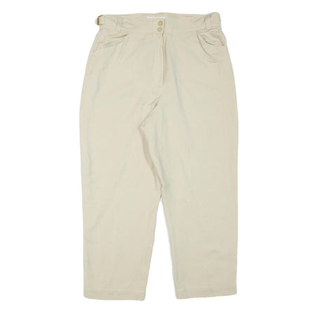 CERRUTI Womens Linen Blend Cream Relaxed Straight Trousers W31 L25 Casual Smart
