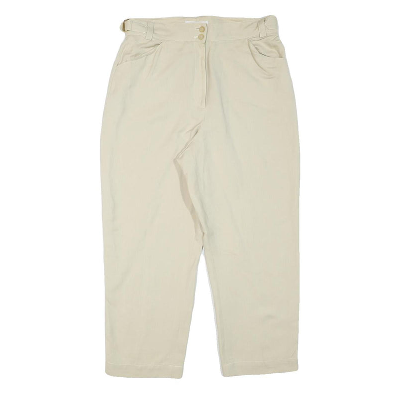 CERRUTI Womens Linen Blend Cream Relaxed Straight Trousers W31 L25 Casual Smart