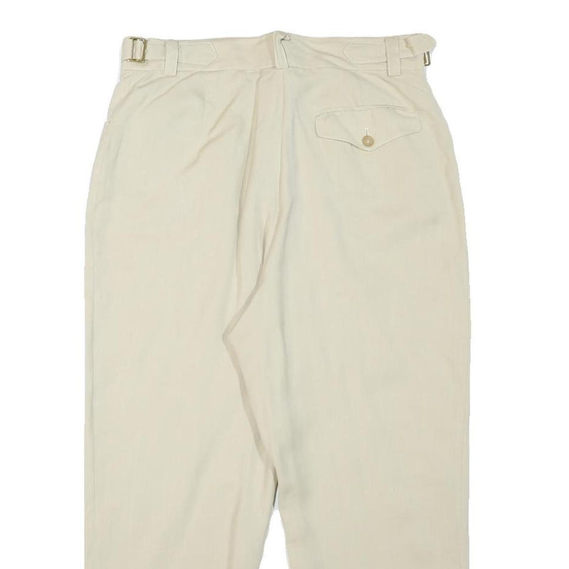 CERRUTI Womens Linen Blend Cream Relaxed Straight Trousers W31 L25 Casual Smart