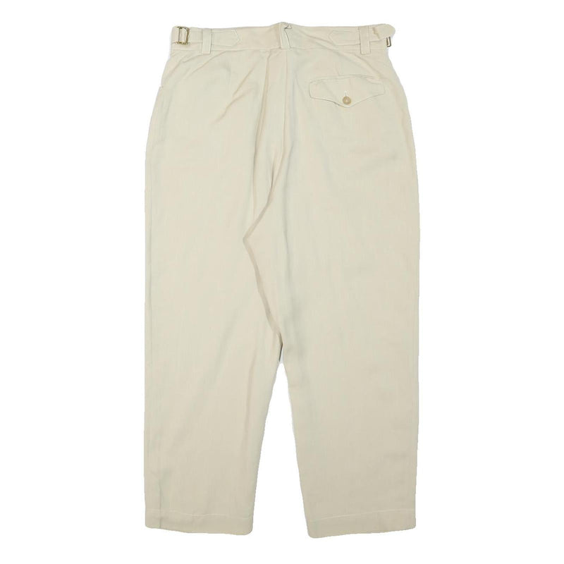 CERRUTI Womens Linen Blend Cream Relaxed Straight Trousers W31 L25 Casual Smart