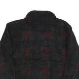 LANDS END Womens Black Green Red Patterned Jumper 1/4 Zip Polyester L Fleece