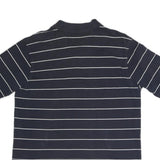 TOMMY HILFIGER Mens Navy Blue & White Striped Short Sleeve Polo Shirt L Classic