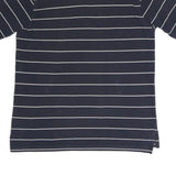 TOMMY HILFIGER Mens Navy Blue & White Striped Short Sleeve Polo Shirt L Classic