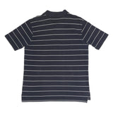 TOMMY HILFIGER Mens Navy Blue & White Striped Short Sleeve Polo Shirt L Classic