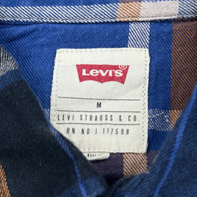 Levis Checked Flannel Shirt - Medium Blue Cotton