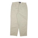 DOCKERS Mens Relaxed Beige Cotton Blend Trousers W32 L27 Zip Closure Casual
