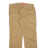 DICKIES Mens Cotton Blend Beige Regular Fit Straight Leg Trousers W34 L32