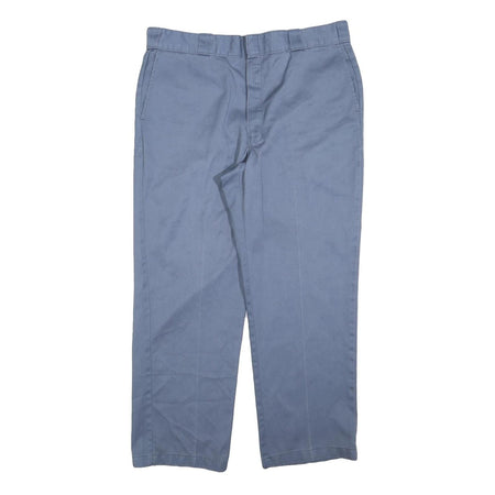 DICKIES Mens Cotton Blend Blue Regular Straight Trousers W38 L30 Workwear Zip