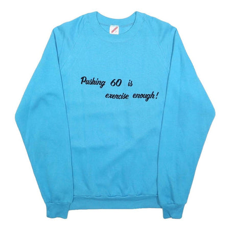 JERZEES Womens Blue Pushing 60 Exercise Enough Crew Neck L Sweatshirt Casual