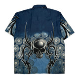 Skull Design Skull Mania Graphic Short Sleeve Shirt - XL Blue Cotton