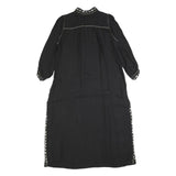 ZARA Womens Black Day Woven Plain 3/4 Sleeve Midi L Dress Embellished