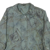 Womens Blue Grey Abstract Pattern Button Jacket XL Polyester Blend Casual