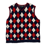Tommy Hilfiger Argyle Sweater Vest - 2XL Navy Cotton